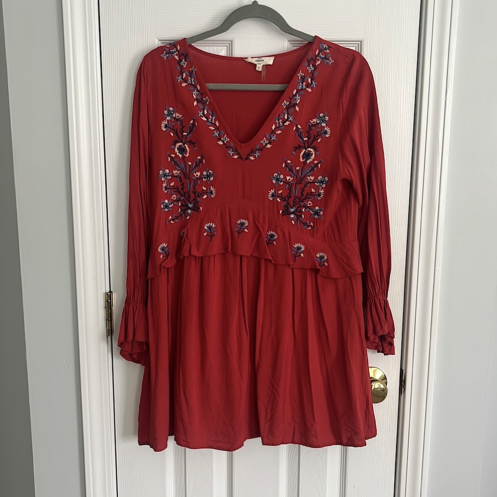 Red mini flowy dress